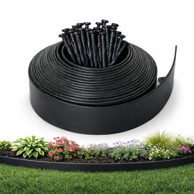 Gardzen landscape edging kit borders a flower bed for a crisp, professional look.