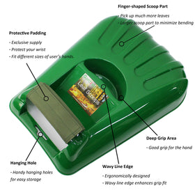 Gardzen ergonomic grip leaf scoop improves comfort during raking