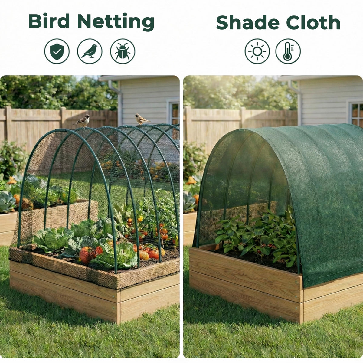 Gardzen netting shield protects seedlings from birds and pests.