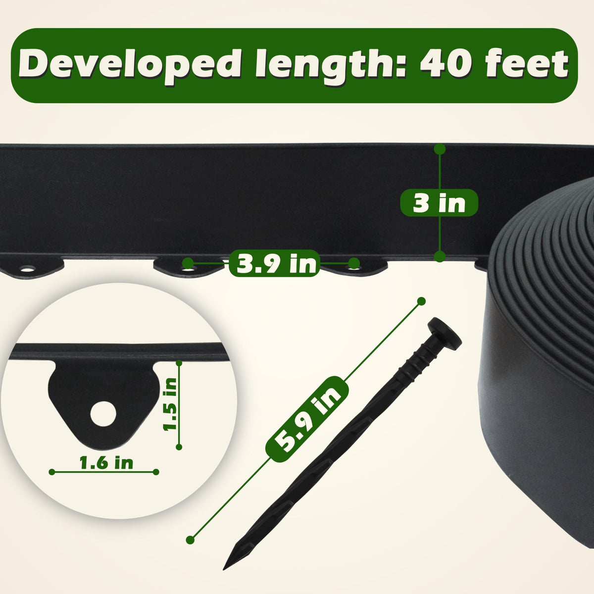 Gardzen no-dig border edging demonstrates quick staking for a secure edge.