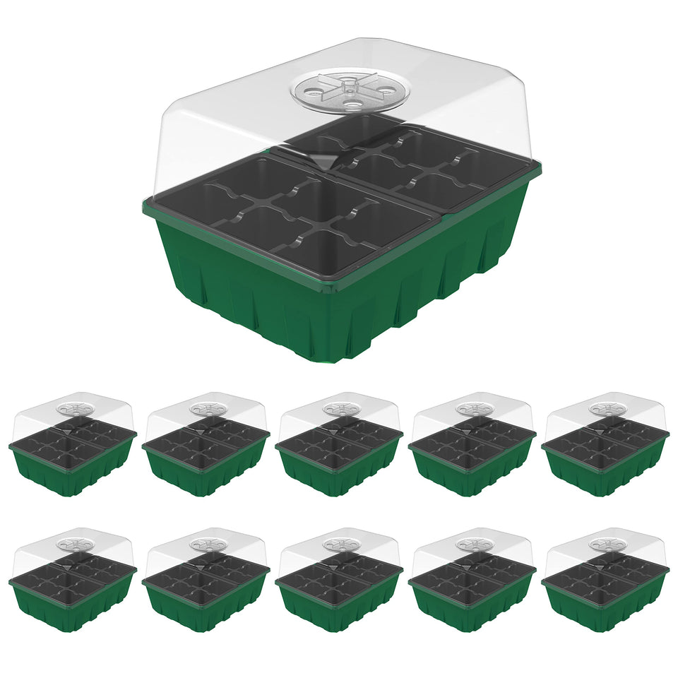 Gardzen propagator 12-cell tray with dome for easy seed germination monitoring.