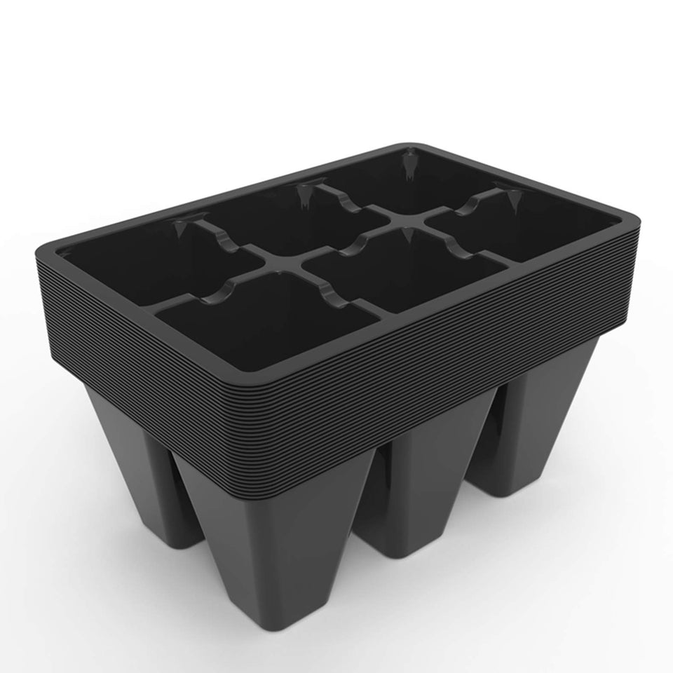 Gardzen seed start tray 6-cell black, durable for reliable seedling growth.