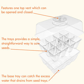 Gardzen clear base of seed starter tray for easy root observation