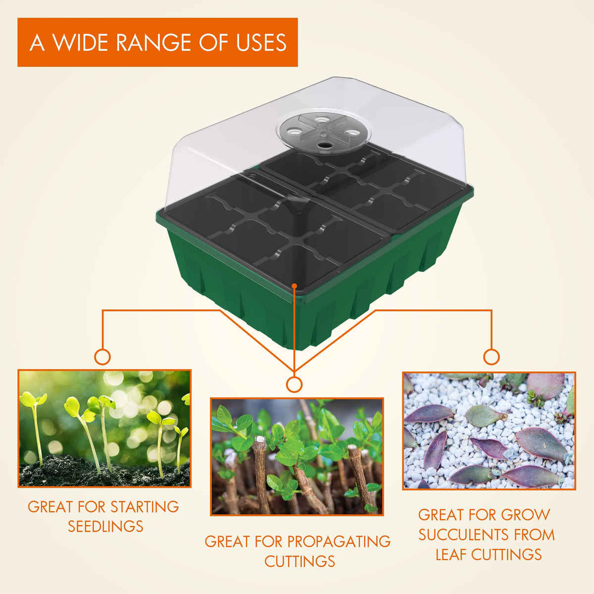 Gardzen seed tray 12-cell base shows compact, space-saving design for small gardens.