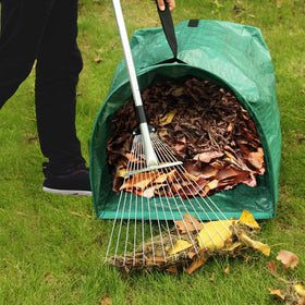 Gardzen yard waste bag in use for leaves and grass clippings.