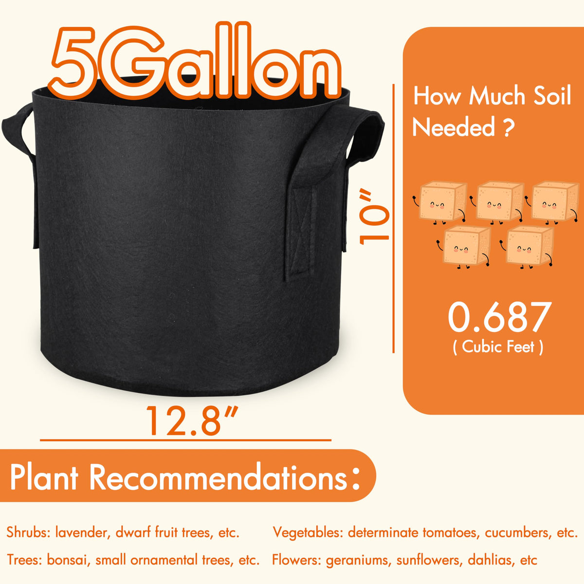 Gardzen vegetable growing on patio using 5-gallon fabric pots.