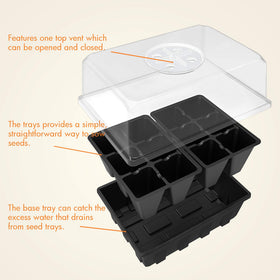 Gardzen vented humidity dome with adjustable vents supports even germination.