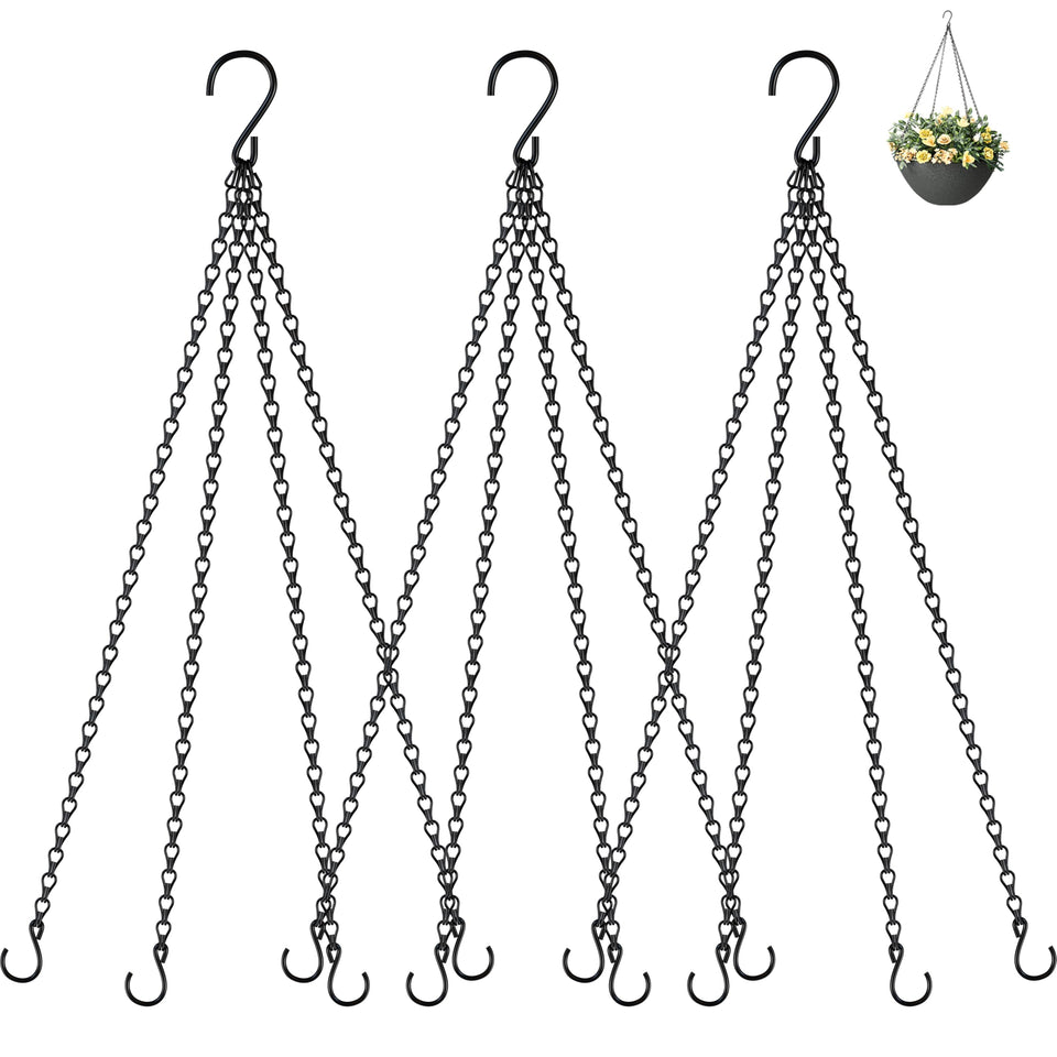 Garini 3-pack 23-inch hanging basket chain for sturdy plant and lantern suspensions.