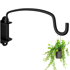 Garkup plant hook 12-inch mounted securely on a post for sturdy garden displays.