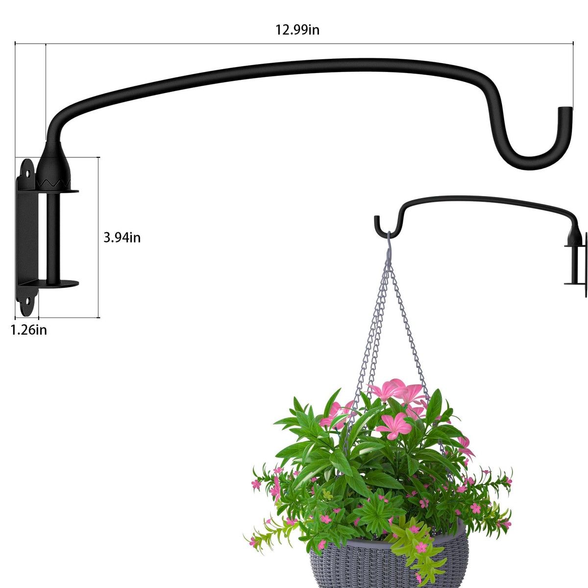 Garkup rust-proof plant hook keeps outdoor displays protected from the elements.