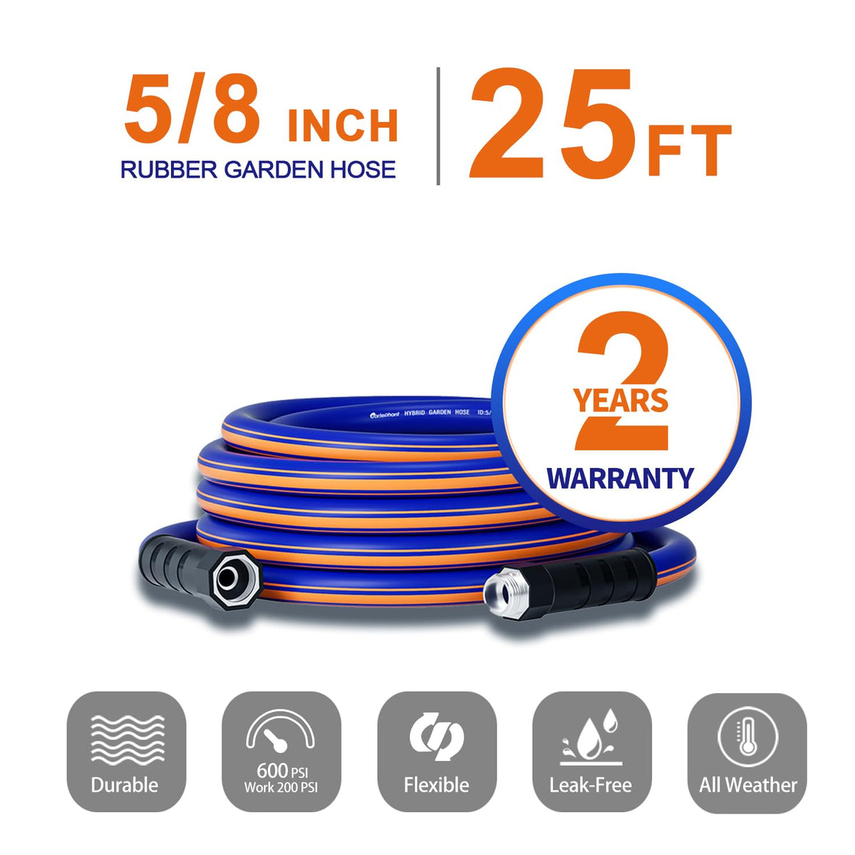 Garlephant garden hose outer layer blends rubber and PVC for safe water flow.