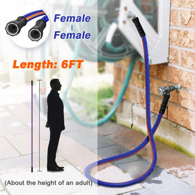 Garlephant hose coiled on a reel shows organized outdoor setup.
