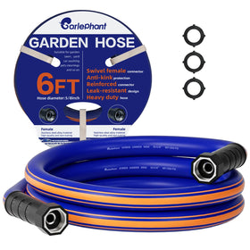 Garlephant short garden hose displays compact 6-foot reach for tight spaces.