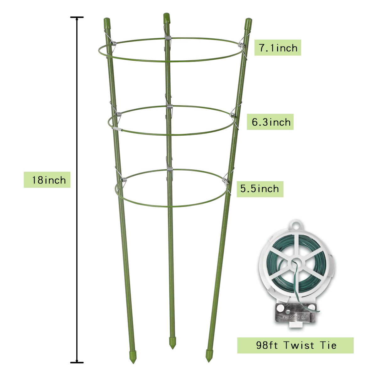 Adjustable rings help guide peppers and herbs as they grow.