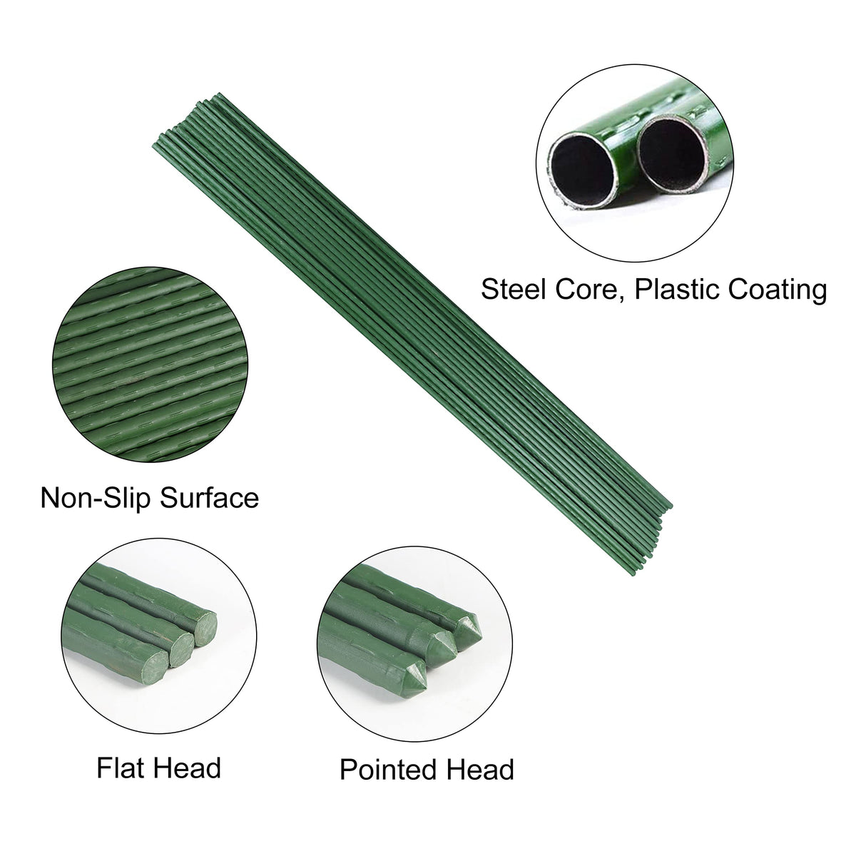 Long 57-inch Garmeinea stake helps train vines and prevent wandering growth.