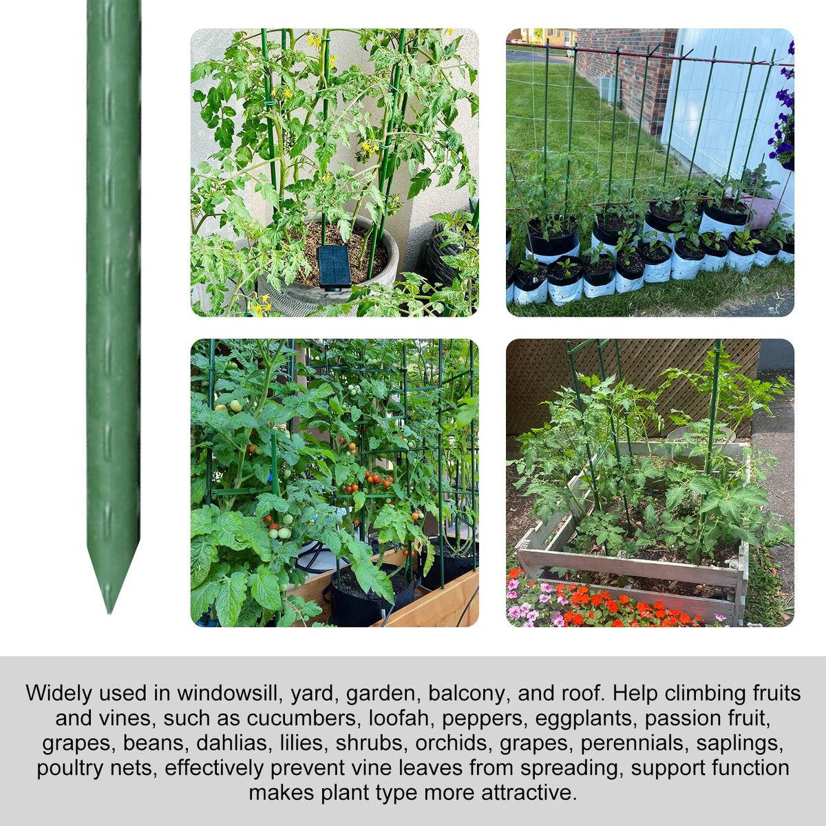 Rustproof plastic coating on Garmeinea stake enhances durability for outdoor use.