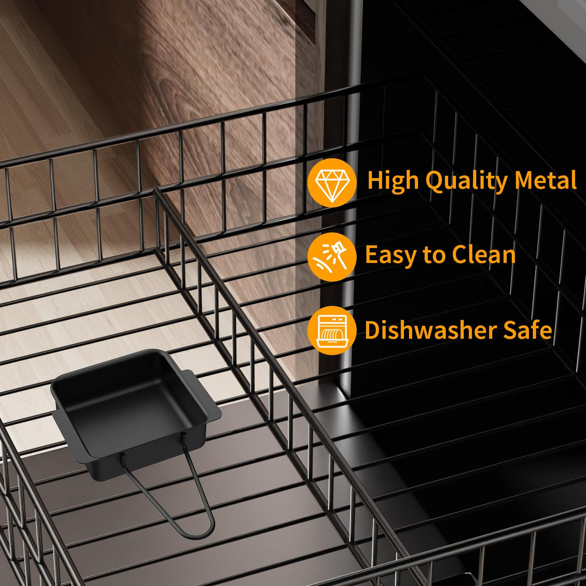 GARNETIN packaging showing drip pan and liners for easy setup.