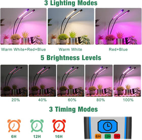 Garpsen Grow Light timer up to 16 hours supports steady growth.