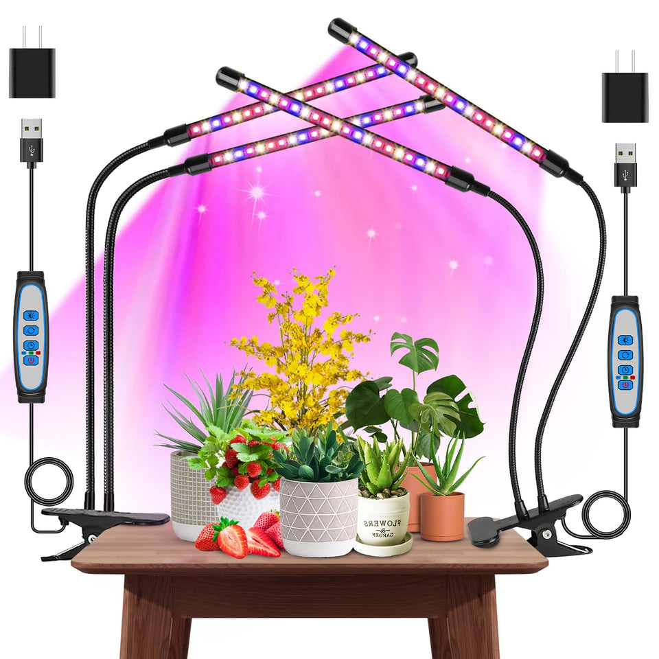 Garpsen Grow Light two-heads full-spectrum for thriving indoor seedlings.