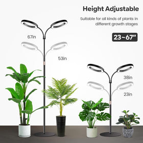 Garpsen Halo height adjustable pole extends from 23 to 67 inches for tall plants.