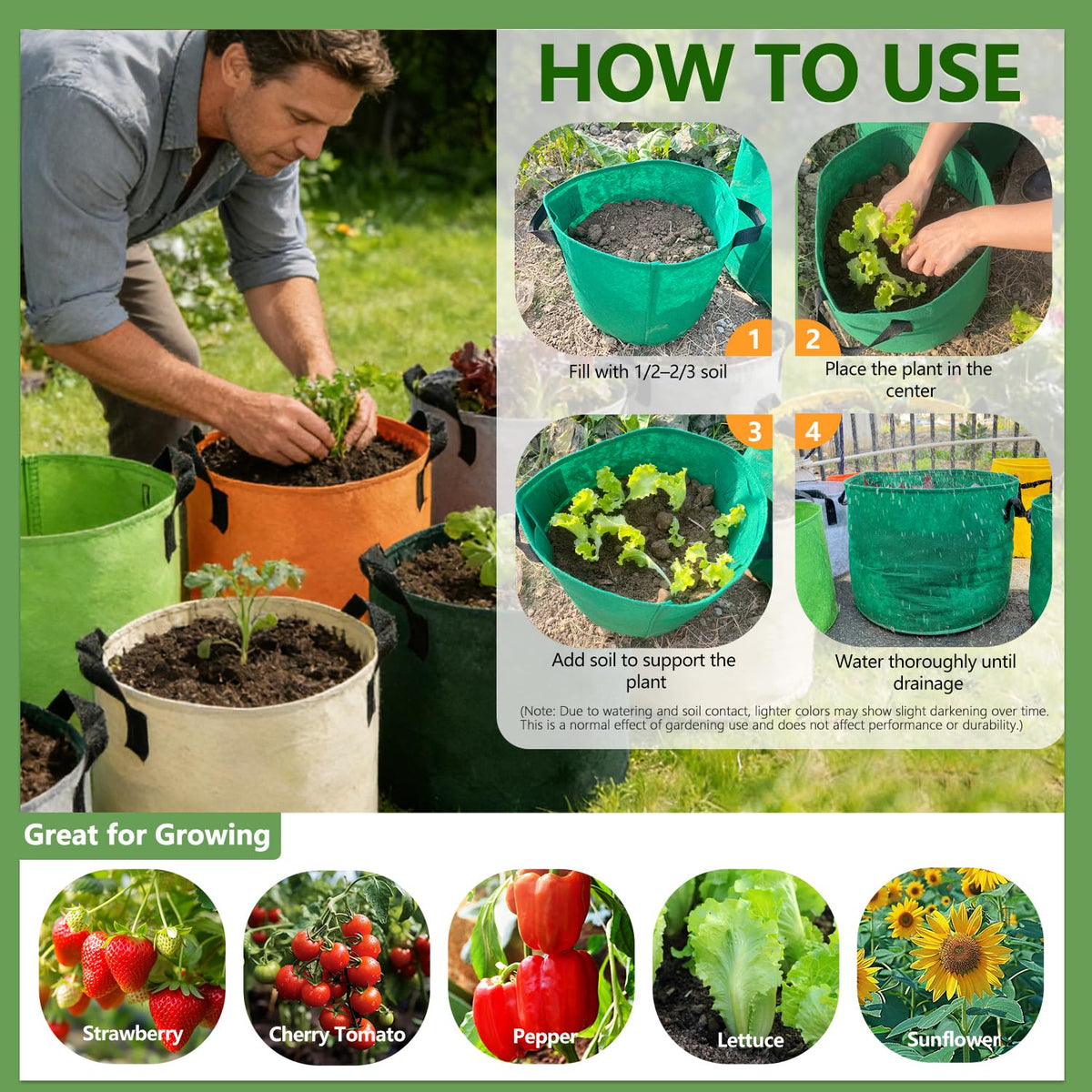 Garrdeen 5-gallon bags for backyards, raised beds, greenhouses