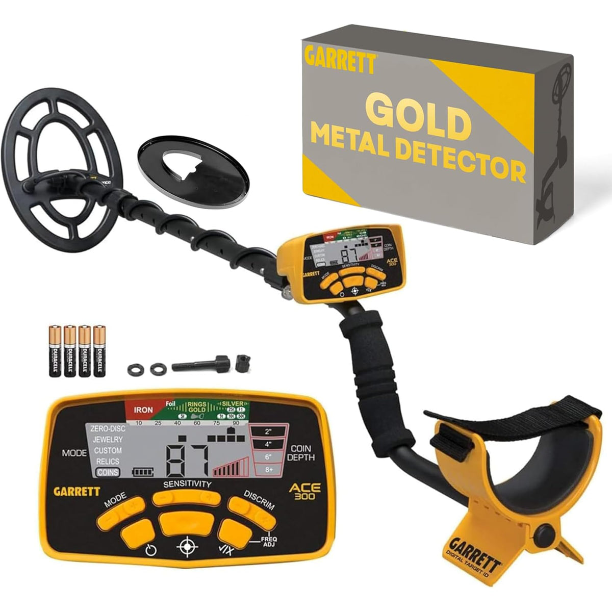 Garrett ACE 300 with waterproof searchcoil for shallow-water treasure hunts.