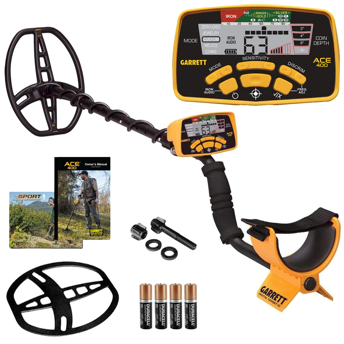 Garrett ACE 400 digital target ID display helps identify targets quickly.