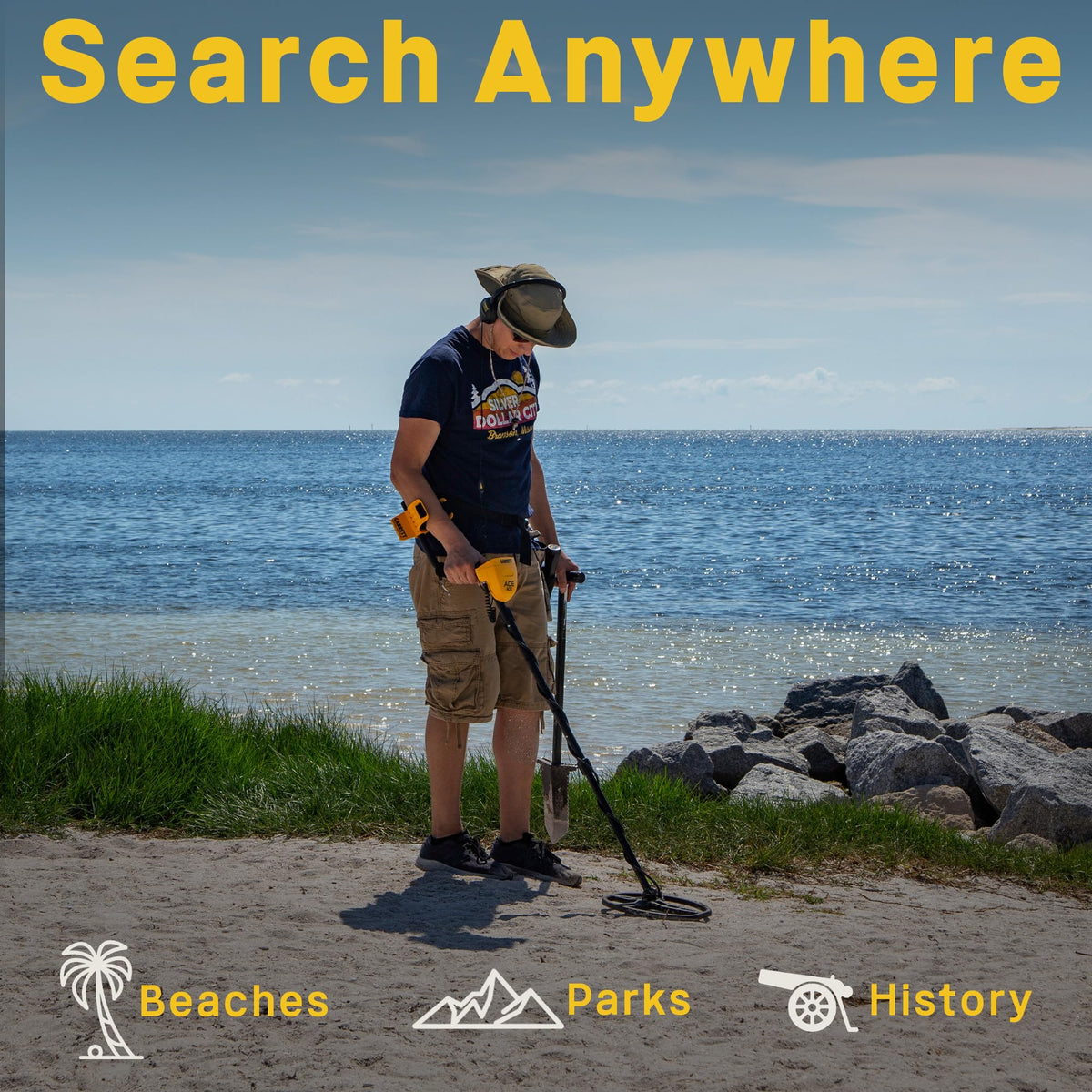 Garrett ACE 400 in use in a field, ready for detection sessions.
