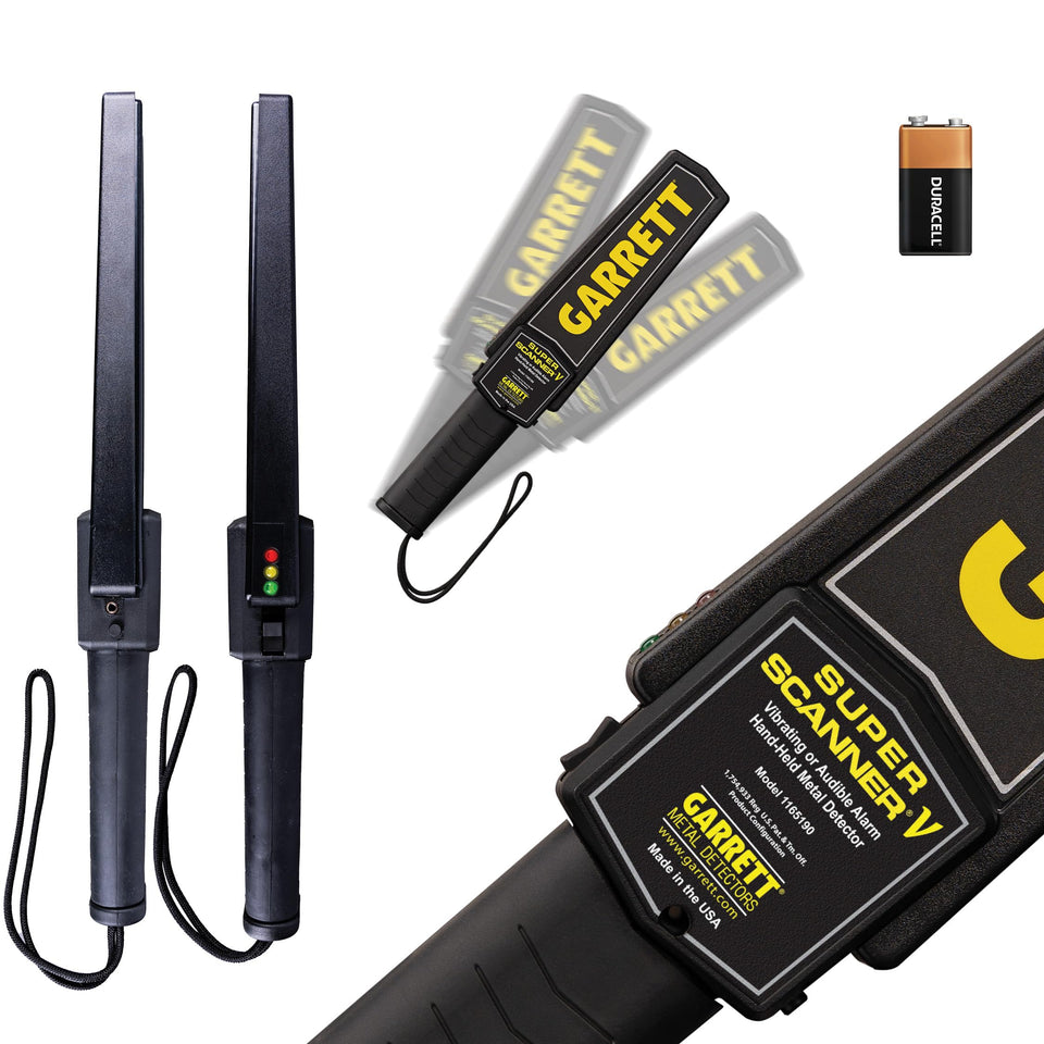 Garrett Super Scanner V overview showing handheld security wand for quick screening