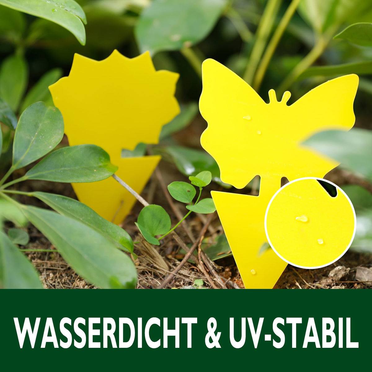 Garsum butterflies shape yellow trap captures flying insects around houseplants