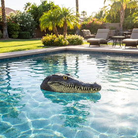 GARTENGERATE gator head ornament brightens yard while deterring birds.