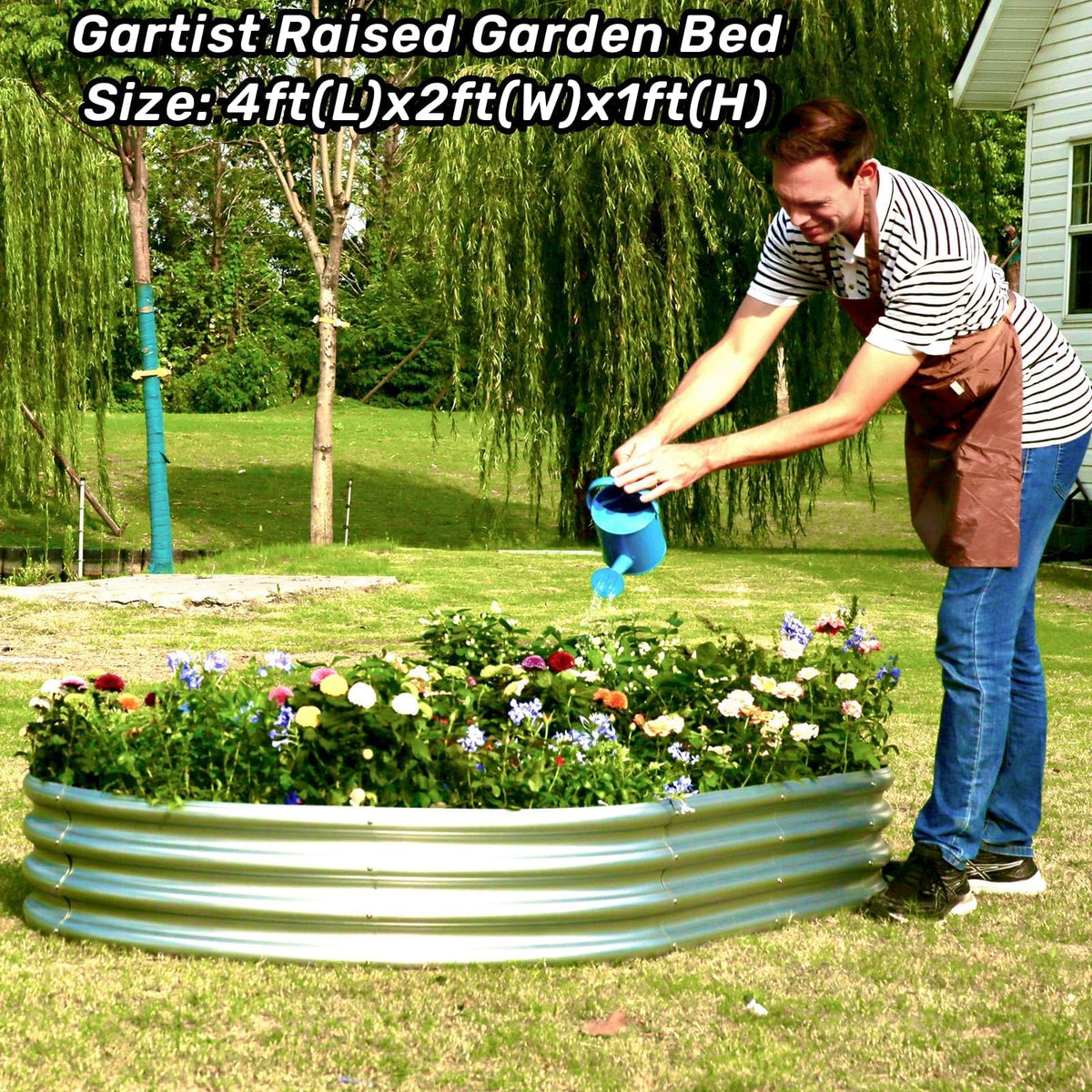 Gartist galvanized steel planter outdoors resists rust and weather