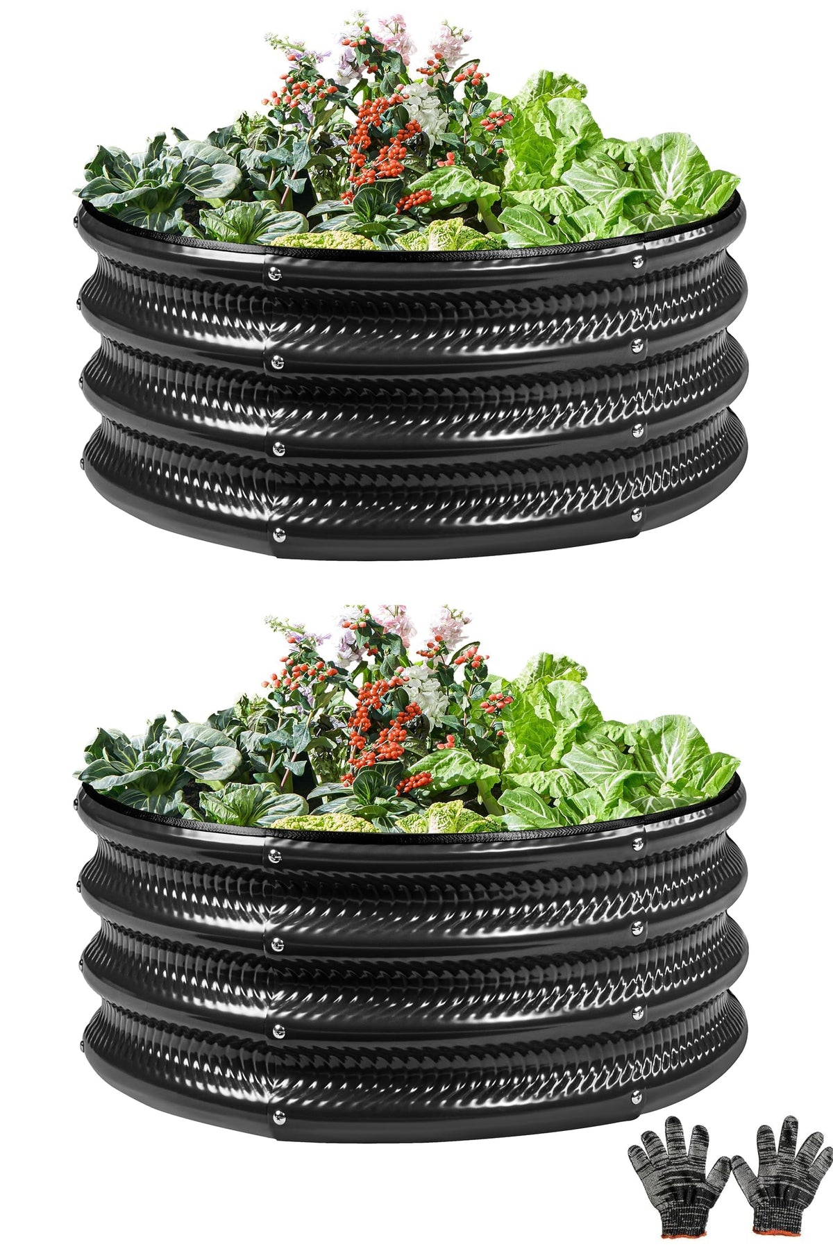 Gartist round raised garden bed assembly in black for easy setup.