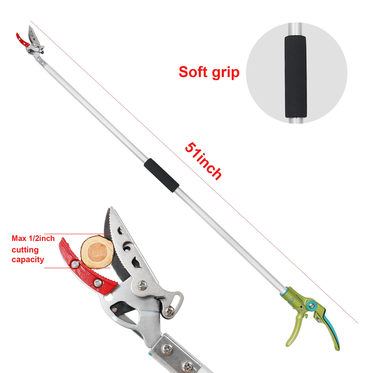 GARTOL 180-degree rotating handle enables versatile cuts from multiple angles.