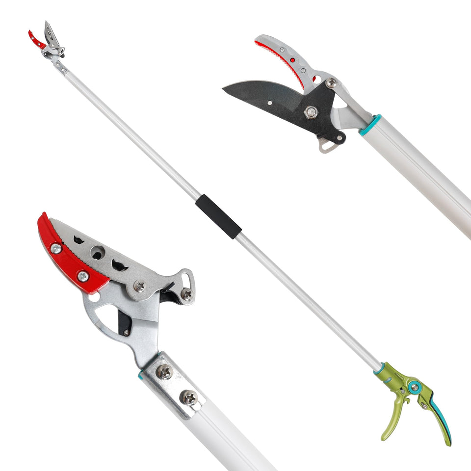 GARTOL Cut & Hold Pole Pruner in use, extended reach for high branches.