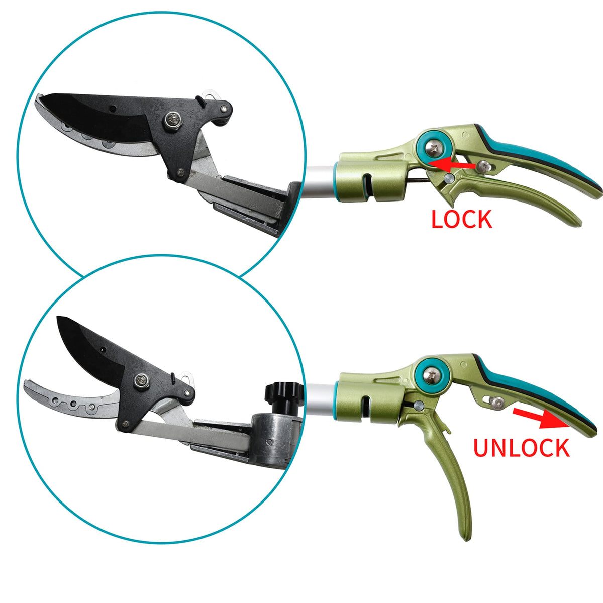 GARTOL rubber grip provides comfortable control during pruning.