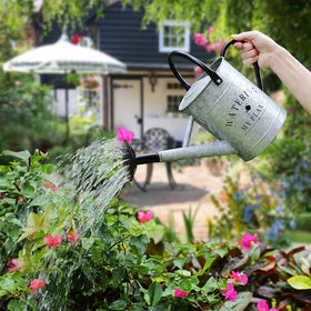 Countryside-style Garutom watering can adds rustic charm to garden decor.
