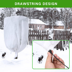 Garutom frost cloth shields shrubs and potted plants during harsh weather.