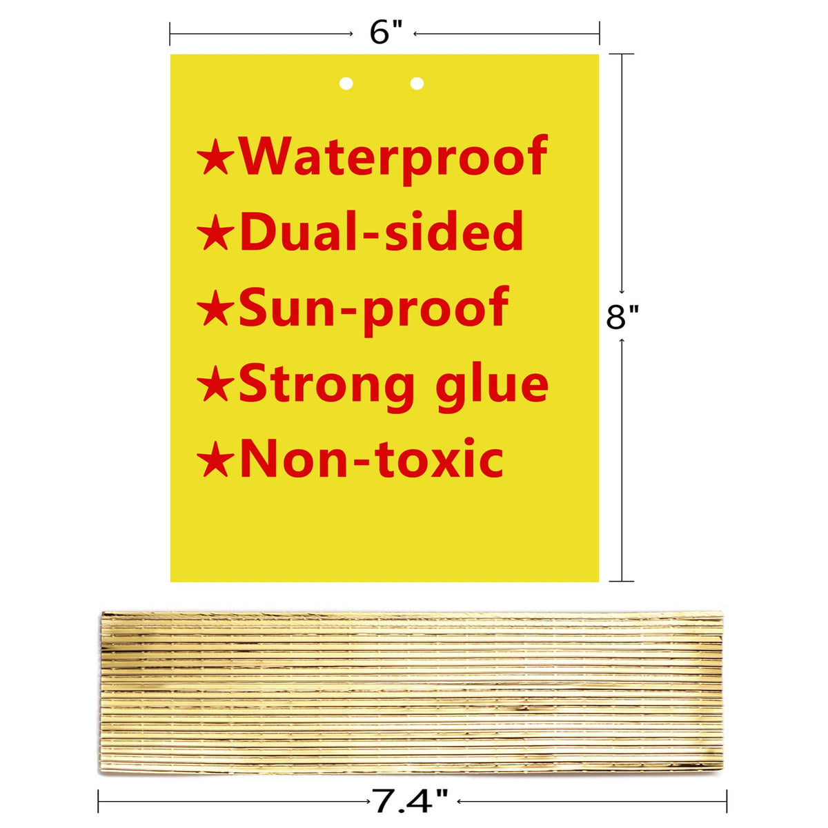 Garutom closeup of yellow adhesive trap catching pests