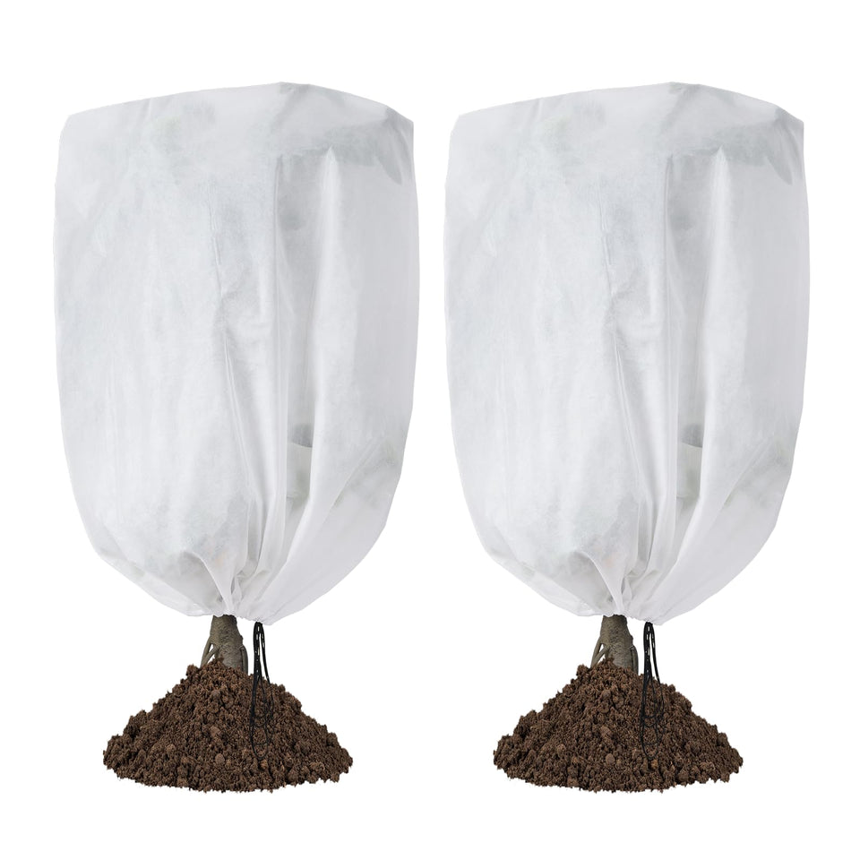Garutom plant cover 42x45 with drawstring protects plants from frost and wind.