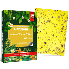 Garutom yellow sticky trap 6x8 pack attracting flying insects for indoor and outdoor plants