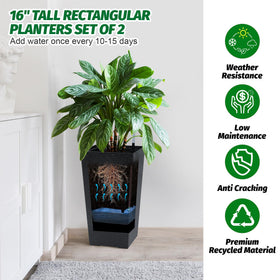 Garvee tall planter showing drainage holes and gutters for healthy roots.