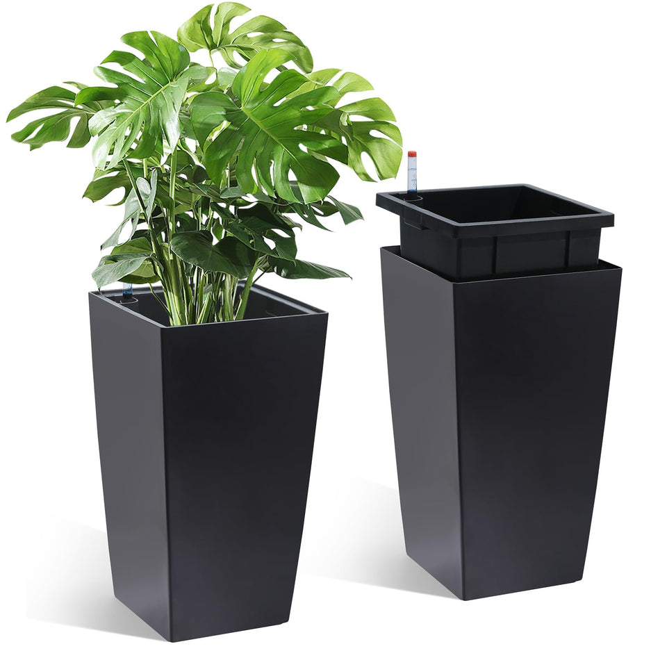 Garvee 16-Inch Tall Planter with water level monitor for precise watering.