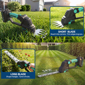 Garvee 2-in-1 lawn shear and hedge trimmer with quick blade swap.