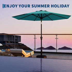 Garvee poolside setup shows versatile shade for decks and yards.