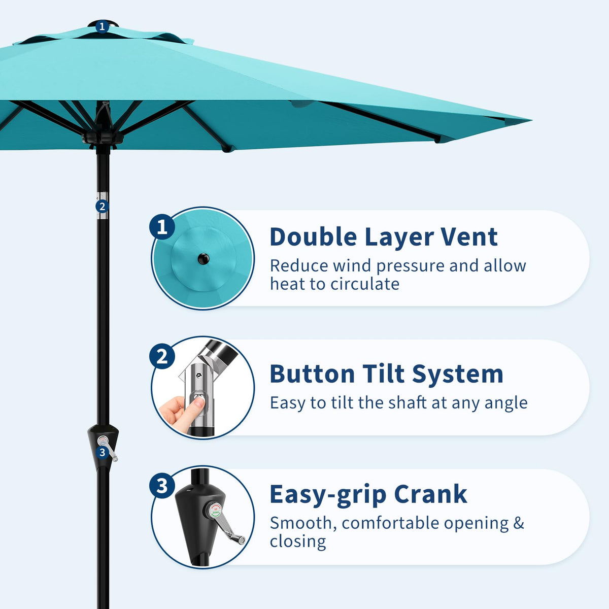 Garvee rust-resistant iron frame ensures durable outdoor performance.