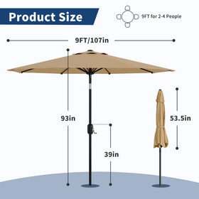 Garvee 9ft umbrella highlighting rust-resistant finish
