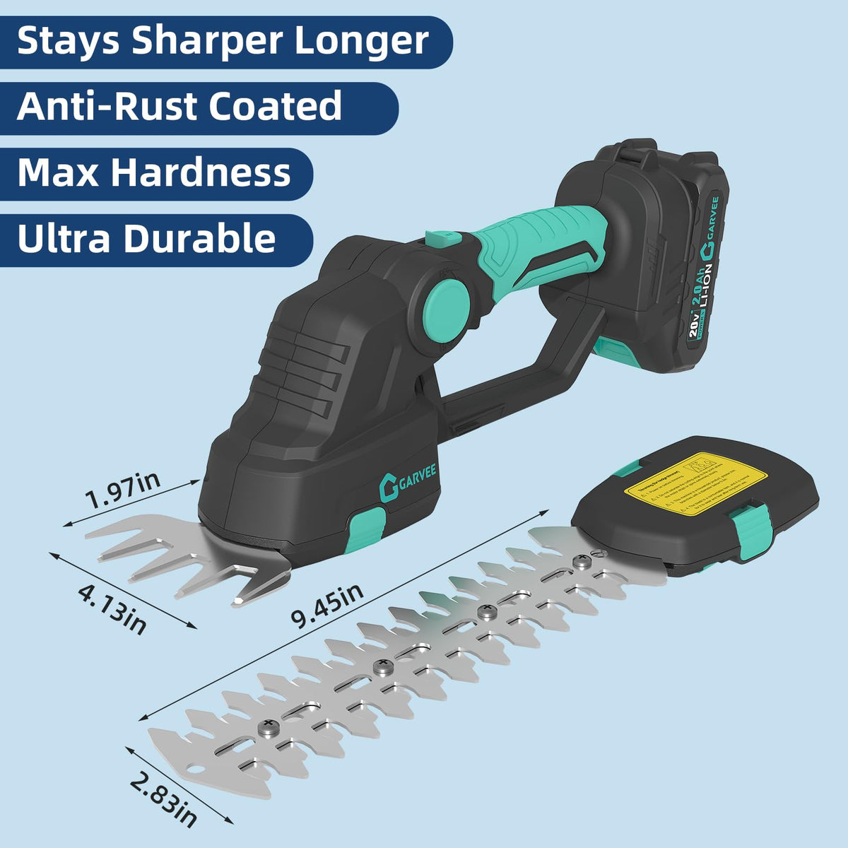 Garvee adjustable head at 15°, 30°, 45° for tight spaces.