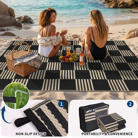 Garvee checkered foldable rug patio, adds contemporary style and easy storage.