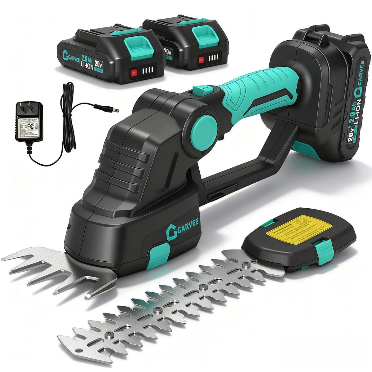 Garvee cordless hedge trimmer long blade for precise hedge shaping.